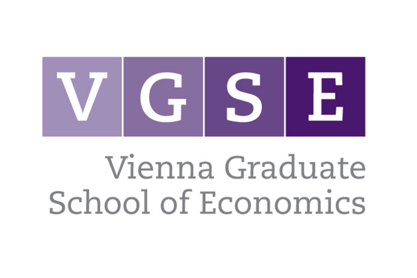 The logo of VGSE, the Vienna Graduate School of Economics. The letters V G S E each appear on a square. Each square has a different shade of purple. Below the square it says Vienna Graduate School of Economics.